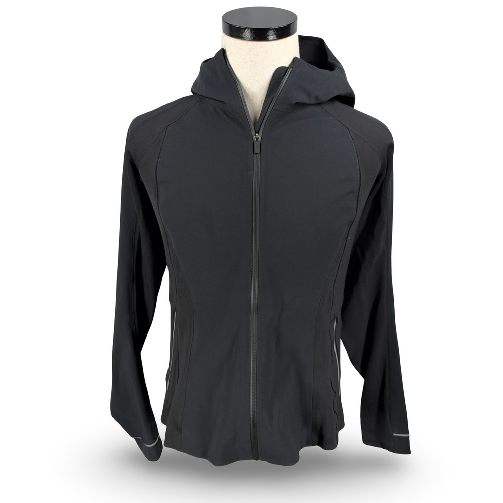 Lululemon Cross Chill Jacket Black Size 8 Waterproof RepelShell Hooded Running